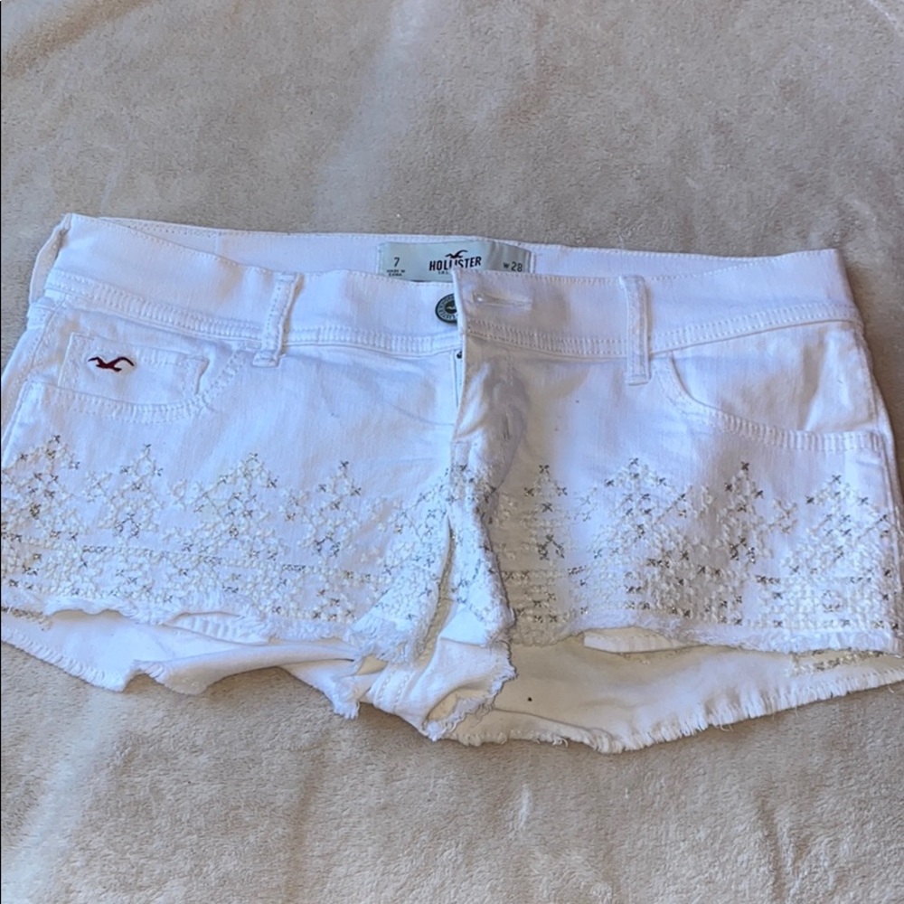 White jean shorts